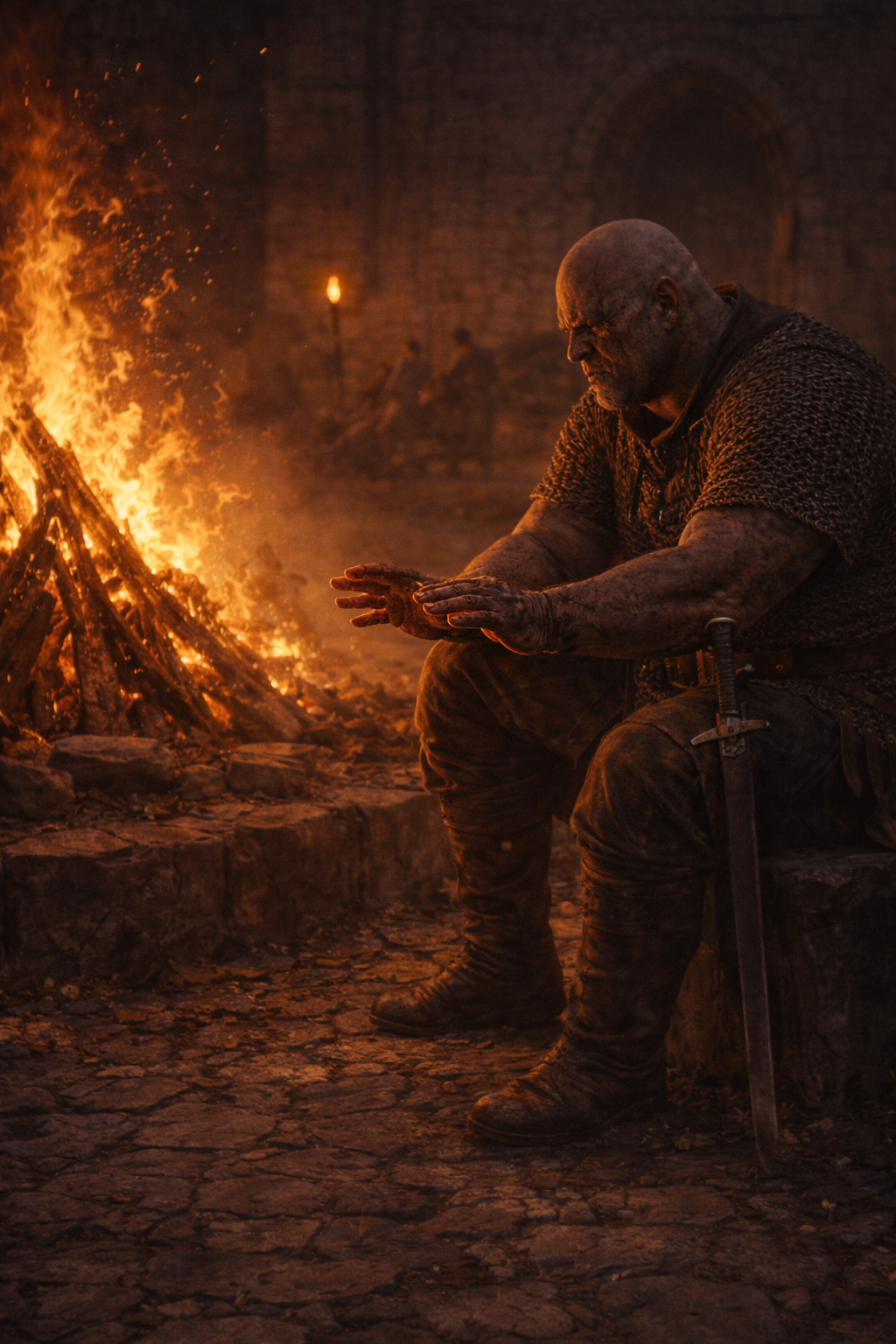 Wojownik przy ogniu w nocy.png